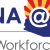 Text reading Arizona @ Work Innovative Workforce solutions with an outline of Arizona in the center.