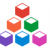 NTACT logo Multicolored cubes stacked into a pyramid
